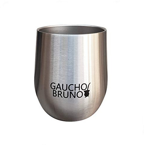 Gaucho Bruno - Mate Térmico de Acero Inoxidable para Tomar Yerba Mate | Fácil de Limpiar | Cómodo de Sostener | Cepillado y Pulido | Mantiene Caliente por Más Tiempo.