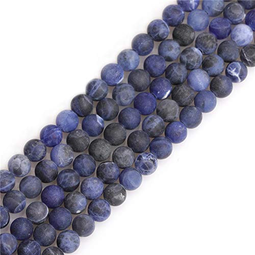 SHGbeads Sodalith-Halbedelstein-Perlen, rund, lose Perlen für Schmuckherstellung, DIY, Handarbeit, Bastelbedarf, 6 mm, matt, Blau, 38,1 cm