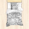ABAKUHAUS Paris Bettbezug Set, Dächer in Paris und Eiffel, Milbensicher Allergiker geeignet mit Kissenbezügen, 135 cm x 200 cm - 80 x 80 cm, Schwarz und weiß