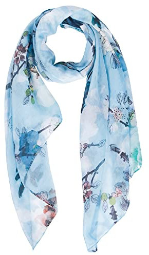 DiaryLook Ladies Women's Fashion Floral Print Long Scarves Neck Scarf Shawl Wrap Gifts For Women, Light Blue