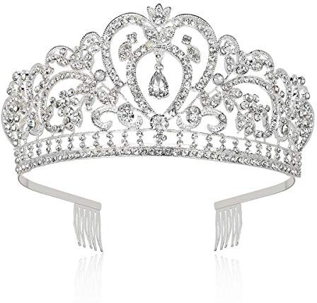 Hochzeit Tiara Kristallkrone mit Kamm Kristall Braut Tiaras Stirnband für Bridal Crown Hochzeit Proms Festzüge Prinzessin Parties Geburtstag