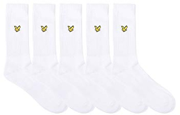 Lyle & Scott Men's 5 Pack Camdyn Premium Sport Socks, White, One Size