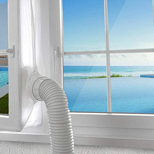 AGPTEK Guarnizione per Finestra da 300CM Isolanti per Aria Condizionata e Asciugatrice Mobili, Impermeabile, Anti UV, Anti-Zanzara con Doppia Cerniera (300CM)