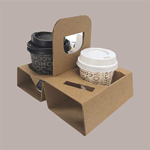 Lucgel Cestino Porta 2 Bicchieri Asporto Caffè Cappuccino in Carta Avana 15x12,5H5 cm - 100 pezzi -