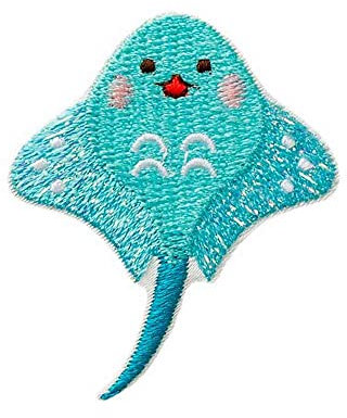 Mono-Quick Bügelbild Aufnäher Patch Applikation zum Aufbügeln Rochen 4,0 x 5,0 cm (06783)