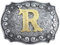STARBRILLIANT Western-Gürtelschnallen Für Herren Von A Bis Z, Anfangsbuchstaben, Cowboy-Gürtelschnallen Mit Wolken-Rollrand, Schwarz Grau(R)