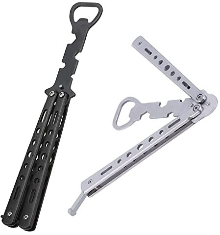 Edelstahl Balisong Balisong Butterfly Trainer Schmetterling Flaschenöffner für Werkzeug, Metall, Bier, Limo, Barkeeper, Praxis, Flip, Trainer, Praxis-Tool, Trainingsgerät(2 Stücke)