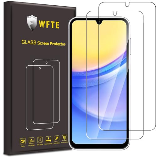 WFTE [2-Pack Protector de Pantalla para Samsung Galaxy A15 5G,Huellas Dactilares Libre,Sin Burbujas, HD Film Cristal Templado Protector de Pantalla Samsung Galaxy A15 4G
