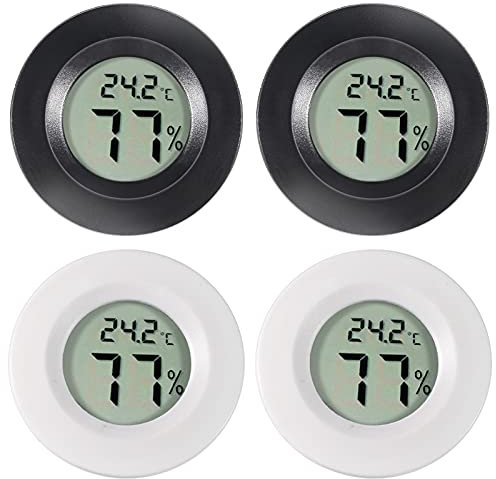 4Pcs Mini Round Hygrometer Thermometer Digital LCD Monitor Meter Gauge Indoor Outdoor Luftfeuchtigkeit Temperaturanzeige für Luftbefeuchter Luftentfeuchter Gewächshaus Keller Fahrenheit oder Celsius