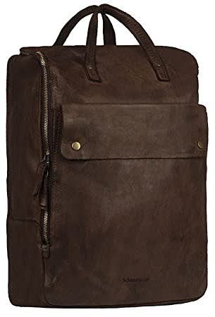 Schoolmaster by Harolds Backpack Rucksack Daypack Damen Herren Leder - coffee washed