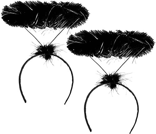 2er-Pack Engel-Halo-Stirnbänder für schwarze Engel oder Feen-Kostüme, Halloween-Stirnband-Party-Kopfbedeckungen, gefallener Engel-Heiligenschein und dunkle Feen-Accessoires