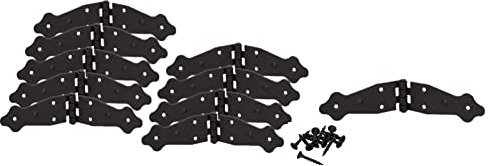 KOTARBAU® Lot de 10 charnières de caisse - 190 x 35 mm - Revêtues par pulvérisation - Noir