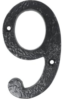 UAP Numeri civici da 10,2 cm in ferro nero, fissaggio a vite per porta d'ingresso, numero indirizzo rustico da avvitare per porte e cancelli, realizzati in ghisa solida (numero 9)