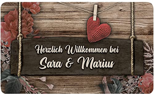 PERSONALISIERTE Fußmatte Matte Lustiger Fußabstreifer; Waschbarer Fußabtreter für Innen und Außen vor der Tür, ins Haus, zum Auto Motiv Holz Taffel [140]