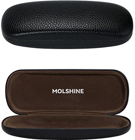 MOLSHIEN Brillenetui aus Hartschalen Leder,tragbares Brillentasche für Männer,Frauen,Mädchen,Reisen,Studium,Arbeit-(Schwarz)