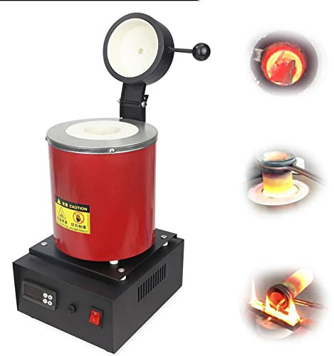 SHENGSHIYU Mini Forno Elettrico di Fusione del Metallo, Forno di Fusione per La Colata di Rame d'Argento d'oro, Fabbricazione di Gioielli in Rame d'Argento d'oro, Rosso,220V-GraphiteCrucible1kg