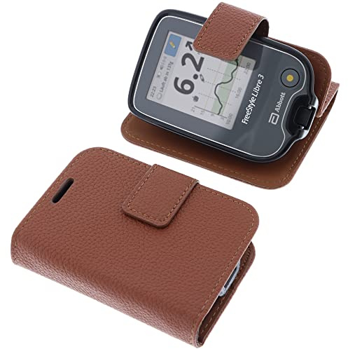foto-kontor Tasche kompatibel mit Abbott Freestyle Libre 3 Hülle Book Style braun Schutzhülle Buch