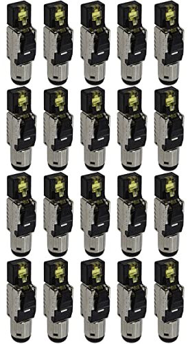 Lumonic 20x Clavija de Red RJ45 de Metal sin Herramientas | con Alivio de tensión y contactos Dorados I Crimpadora para Cable LAN de Red CAT6 CAT7 CAT8.1