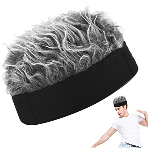 Steadybombb Cappellino per Visiera per Capelli novità - Morbida Parrucca a Cuffia con Capelli Finti a Spillo,Cappello a Cuffia Regolabile con Parrucca per Capelli per Un coniuge Persona Calva Regali