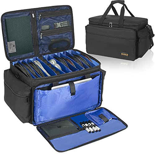 AKOZLIN DJ Cable File Bag with Detachable Dividers and Bottom Cable Bags for Musicians Travel Gig Bag for 15.6 Laptop,Professional DJ Gear, Sound Instrument and Music Equipment Accessories,Large