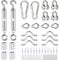 hannger M5 Turnbuckles for Cables Wire Kit, Stainless Steel Wire Rope Cable Clip Clamp Thimble Various Accessories for Tension Steel Cable Install/Sun Shade Hardware Kit/String Light Hanging
