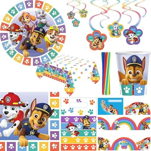 Playflip Paw Patrol Kindergeburtstag Partyset Deko Set Dekoration Hunde Polizei bunt Geburtstagsdeko