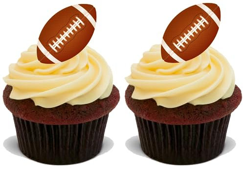 15x AMERICAN FOOTBALL Premium Edible Stand Up Rice Wafer Cup Cake Toppers D4