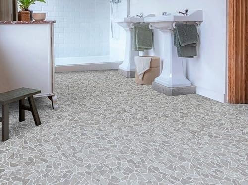 PVC Bodenbelag Vinylboden in lebhaftem Naturstein, hell, Zuschnitt (2m breit, 8,5m lang)