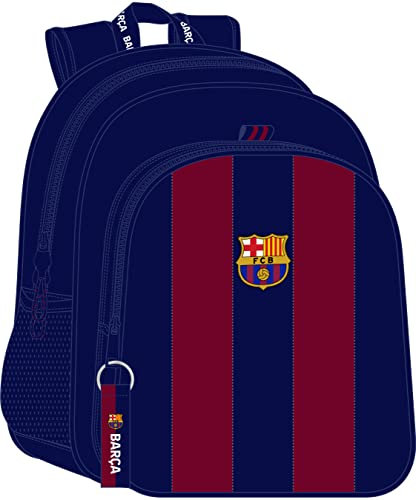 F.C. BARCELONA - Mochila Escolar Niño, Mochila Infantil, Adaptable a Carro, Ideal para Niños en Edad Escolar, Cómoda y Versátil, Calidad y Resistencia, 32x12x38 cm, Color Azul marino/rojo