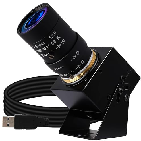 ELP 4K USB Camera Ultra HD 2160P Webcam Variable Focus 5-50mm 10X Zoom Varifocal Lens Plug and Play Web Conference Cam for Windows/Linux/Android/Raspberry pi USB4K03-UFV(5-50)