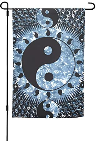 Drapeau de jardin double face Ying Yang - Épais, durable et résistant à la décoloration, idéal pour la décoration de terrasse. (45 x 30 cm)