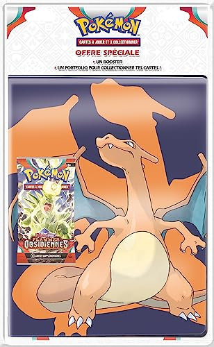 Pokémon - Pack Portfolio Plus Booster - Ecarlate et Violet - Flammes Obsidiennes (EV03) - Modèle aléatoire - Jeux de Société - Jeux de Cartes - Cartes à Collectionner - Version française