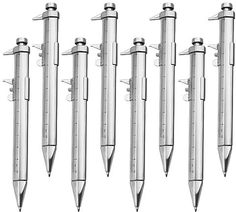 Ciieeo 8pcs Caliper Ballpoint Pen Student Ruler Pen Plastic Measuring Ball-point Smooth Ink Creative Design for Boys and Girls