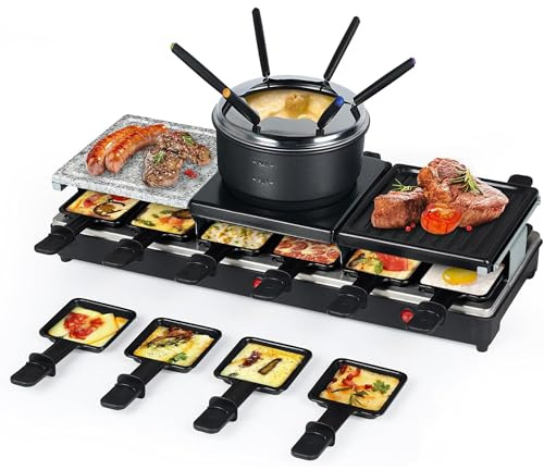 Saenchue Raclette Table Grill - Indoor Electric Grill Griddle - Nonstick Extra Large Reversible 4-In-1 Outdoor Dishwasher Safe with Cheese 12 Paddles 12 Spatulas for 12 Person, FD-12RN1650