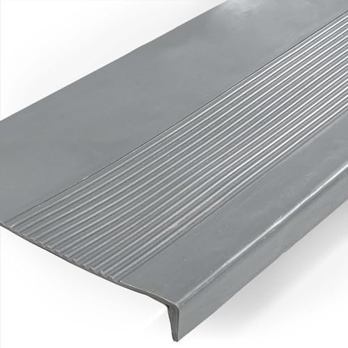 ANRO Stufenmatten Gummi außen/innen Treppenstufenmatten rutschfest Treppenstufen Matten Feinriefen Grau 60x30x4cm