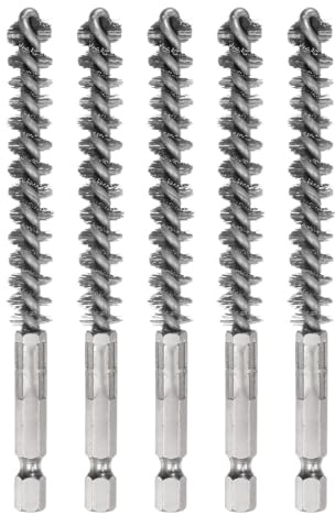 QUARKZMAN 5 Stück Drahtbürste Bohrmaschine 10mm, Edelstahl Heizungsbürste mit Sechskantgriff 6,35mm, Bohrerreinigungsbürste Länge 115mm für Polieren, Schleifen, Schweißnahtreinigung, Schwarz