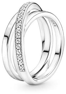 TOFBS Ineinandergreifender Drei Ringe 925 Sterling Silber Cubic Zirconia Ring Freundschaftsringe Promise Rings Stapelbare Daumenring Schmuck Geschenk Für Damen Frauen (54)