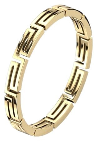 viva-adorno Fingerring Edelstahl Damen Ring schmal Griechische Mäander Ornamente Gold RS57mz, Gr. 52