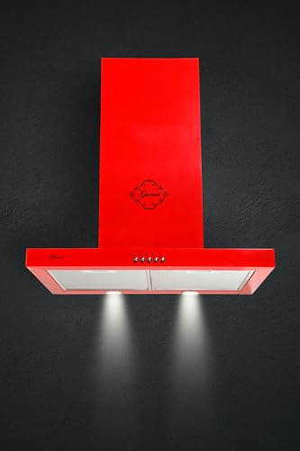 GURARI Campana extractora GCH F 461 RD 6 N, 60 cm, color rojo, muy absorbente 1000 m³/h, 3 niveles, campana extractora, campana extractora, campana extractora, campana de recirculación