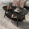 Ovaler Mid-Century Modern Couchtisch mit 2 Etagen - Geräumiges Design, Kleiner Sofa-Beistelltisch, Rustikaler Bauern-Tisch (Farbe: Schwarz, Größe: 120cm)