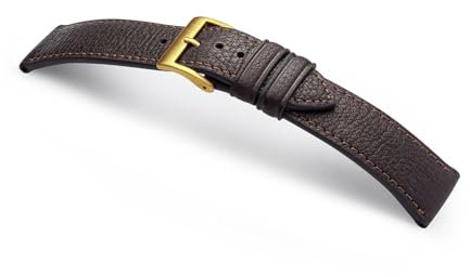 MANUFAKTURWERK Uhrenarmband EIMSBÜTTEL | Leder | für Damen und Herren | goldene Schließe, Größe:M (Standard). 24/20 mm, Farbe:Mokka