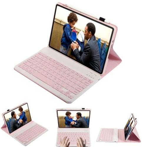 leleyo Tablet Keyboard Case for Xiaomi Redmi Pad SE 11.0 inch Smart Cover Magnetic with Removable Wireless Bluetooth Keyboard for Xiaomi Redmi Pad SE, Pink