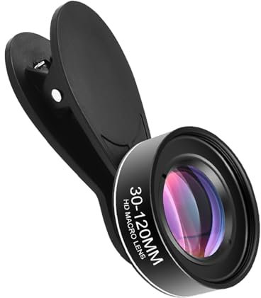 Andoer Universal Mobile Phone Macro Lens 30mm-120mm smartphone Camera Lens No Distortion with Cleaning Cloth Storage Box Replacement for iPhone 15/14/13/12/11