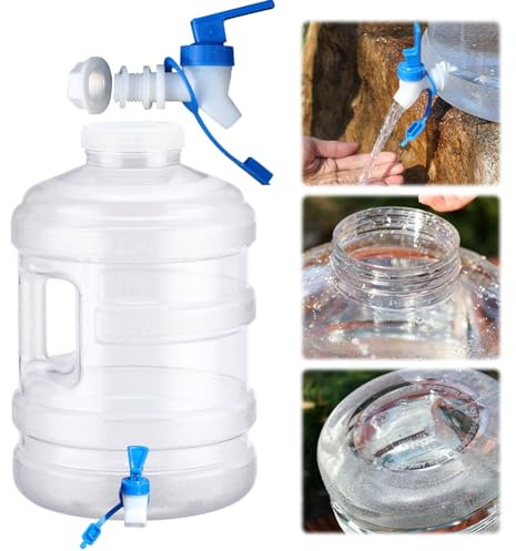 Starnearby Bidon d'eau avec Robinet 6L-18L, Réservoir d'eau Potable, Jerrican Alimentaire Camping, Conteneur d'eau sans BPA avec Brosse pour Camping, Randonnée, Barbecue, Pêche (15L Blanc)