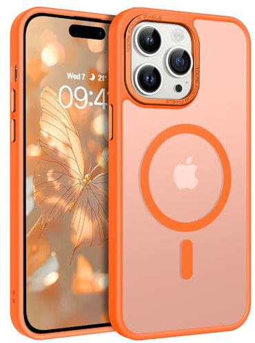 GaoBao Orange iPhone 14 Pro Max MagCase, Slim Fit, Magnetic, Wireless Charging Compatible, Matte Translucent Case for iPhone 14 Pro Max 6.7 Orange