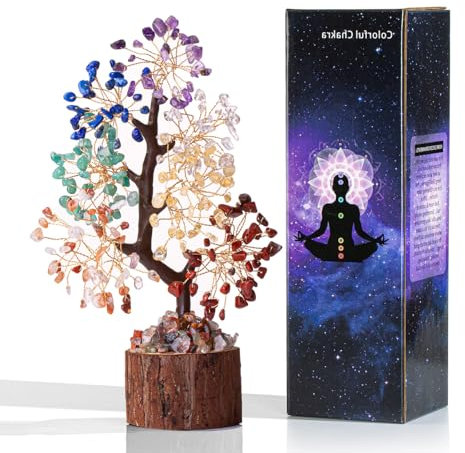 AWARDSEN Chakra Steine Kristallbaum, Lebensbaum, Edelsteinkristall Bonsai Baum, Geldbaum Schreibtisch Deko, Baum des Lebens, Spirituell Esoterik Feng Shui Deko, Spirituelle Geschenke für Frauen
