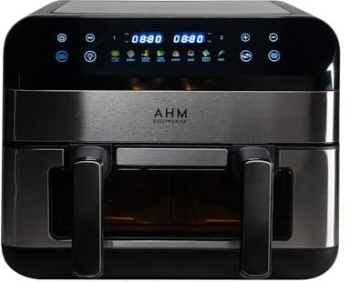 Dual Basket Air Fryer, 10L Capacity, Removable Divider, 8 Presets, Dual Cook, Smart Touch Control, Visual Windows