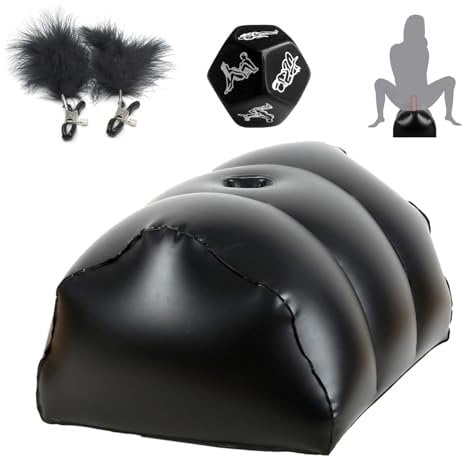 BDSMYOU Aufblasbares Sofa Sex Kissen,Aufblasbares Kissen Lendenkissen mit Loch für Dildo Halterung,Aufblasbares Bett für Frauen G Spot Position,BDSM Möbel Set mit Sex Würfel Paar,Nippelklemmen