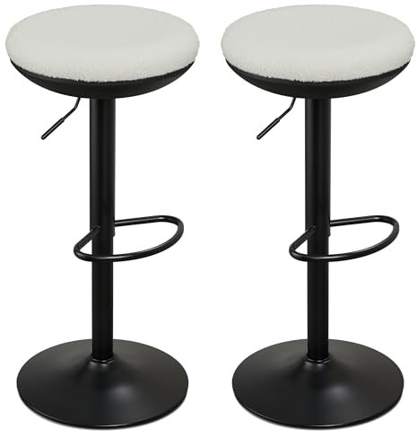 IWMH Ergonomischer Stehhocker, Bürohocker höhenverstellbar, 360° drehbarer Arbeitshocker ohne Rückenlehne, hocker für Büro, Schlafzimmer, Küche, Wohnzimmer (Weiß*2)