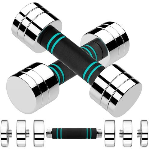 LIFERUN 2,3 kg Stahl Einstellbare Hantel 2er Set, Freigewichte Hanteln Set, Rutschfester und Bequemer Schaumstoffgriff, Verstellbare Hanteln Gewichte Set für Home Gym Büro Übung